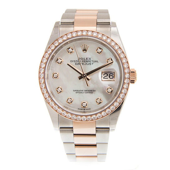 Rolex Datejust 36 Mother of Pearl Diamond Dial Automatic Men’s Steel and 18k Everose Gold Oyster Watch 126281MDO