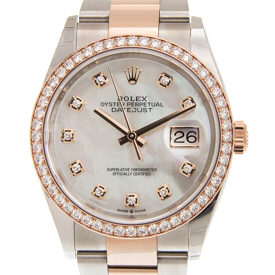 Rolex Datejust 36 Mother of Pearl Diamond Dial Automatic Men’s Steel and 18k Everose Gold Oyster Watch 126281MDO