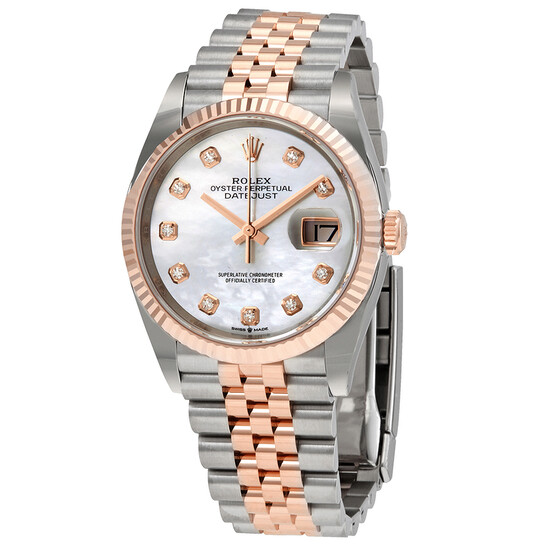 Rolex Datejust 36 Mother of Pearl Diamond Dial Automatic Men’s Steel and 18kt Everose Gold Jubilee Watch 126231MDJ