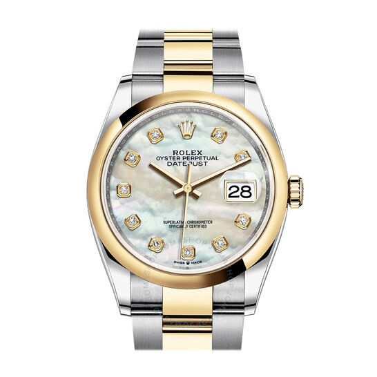 Rolex Datejust 36 Mother of Pearl Diamond Dial Men’s Steel and 18k Yellow Gold Oyster Watch 126203MDO