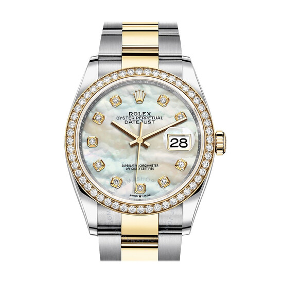 Rolex Datejust 36 Mother of Pearl Diamond Dial Men’s Steel and 18kt Yellow Gold Oyster Watch 126283MDO