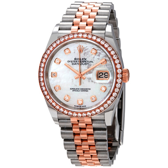 Rolex Datejust 36 Mother of Pearl Diamond Dial Steel and 18k Everose Gold Jubilee Watch 126281MDO