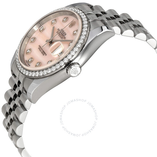 Rolex Datejust 36 Pink Mother Of Pearl Diamond Dial Automatic Ladies Jubilee Watch 116244PKMDJ