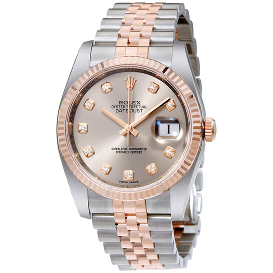 Rolex Datejust 36 Rhodium Diamond Dial Steel and 18kt Everose Gold Men’s Watch 116231RDJ