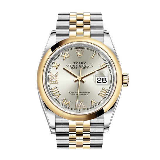 Rolex Datejust 36 Silver Diamond Dial Automatic Men’s Steel and 18k Yellow Gold Jubilee Watch 126203SRDJ