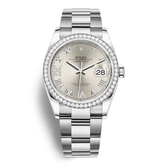 Rolex Datejust 36 Silver Diamond Dial Automatic Unisex Oyster Watch 126284SRDO