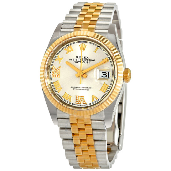 Rolex Datejust 36 Silver Diamond Dial Men’s Stainless Steel and 18kt Yellow Gold Rolex Jubilee Watch 126233SRDJ