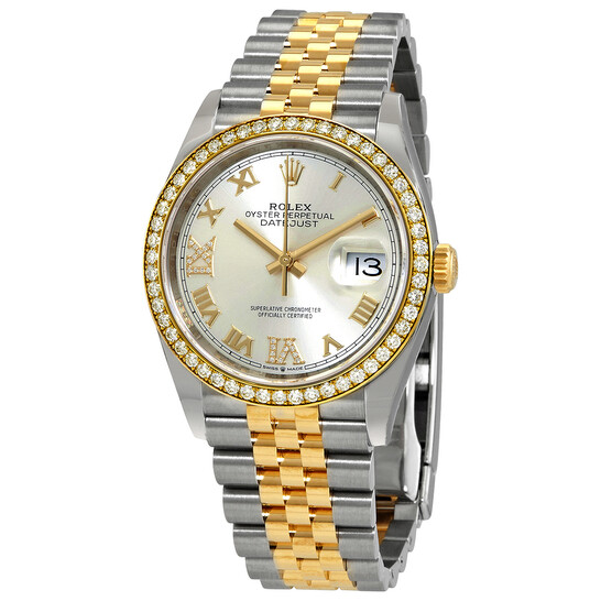 Rolex Datejust 36 Silver Diamond Dial Steel and 18kt Yellow Gold Jubilee Watch 126283SRDJ