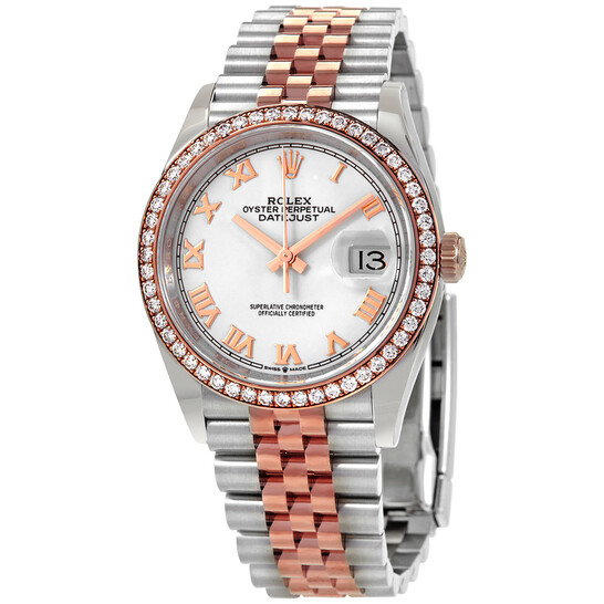 Rolex Datejust 36 White Dial Automatic Ladies Steel and 18k Everose Gold Jubilee Watch 126281WRJ