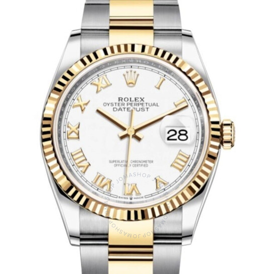 Rolex Datejust 36 White Dial Men’s Stainless Steel and 18kt Yellow Gold Oyster Watch 126233WRO