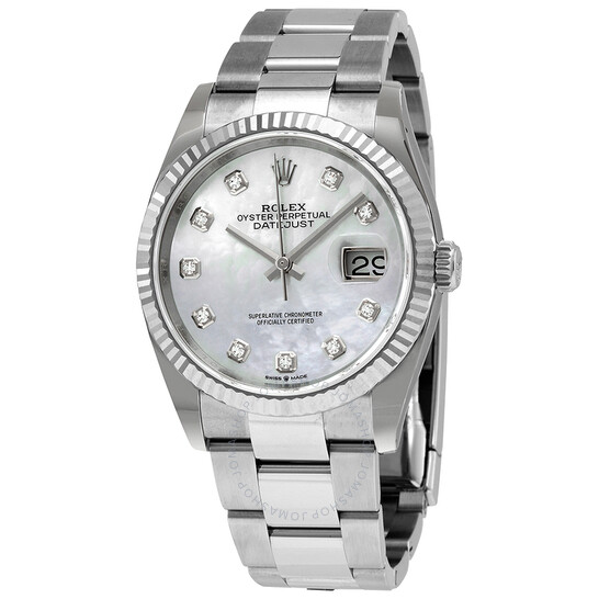 Rolex Datejust 36 White Mother of Pearl Diamond Dial Automatic Men’s Oyster Watch 126234MDO