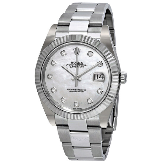 Rolex Datejust 41 Automatic White Mother of Pearl Diamond Dial Men’s Watch 126334MDO