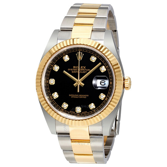 Rolex Datejust 41 Black Dial Diamond Steel and 18K Yellow Gold Oyster Men’s Watch 12633BKDO