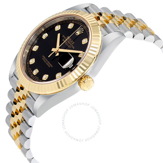 Rolex Datejust 41 Black Diamond Dial Stee and 18K Yellow Gold Jubilee Men’s Watch 12633BKDJ