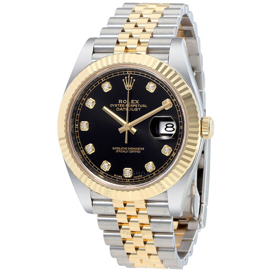 Rolex Datejust 41 Black Diamond Dial Stee and 18K Yellow Gold Jubilee Men’s Watch 12633BKDJ