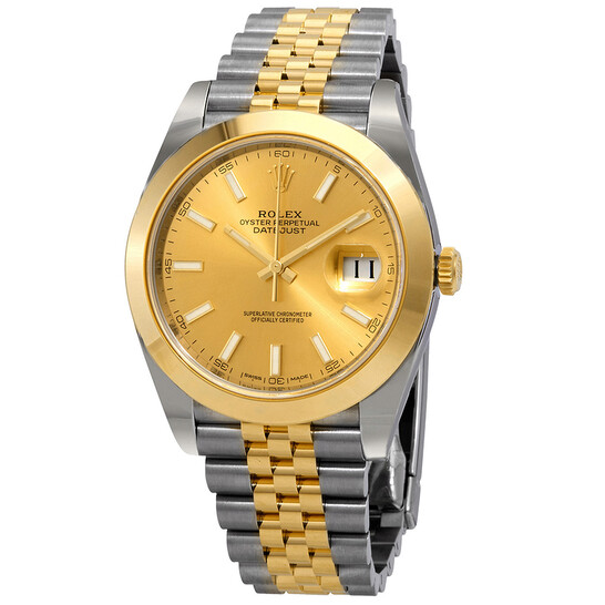 Rolex Datejust 41 Champagne Dial Steel and 18K Yellow Gold Jubilee Bracelet Men’s Watch 126303CSJ