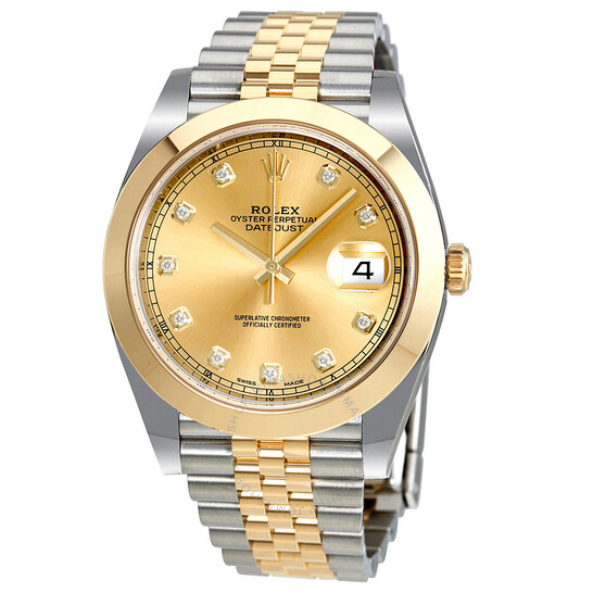 Rolex Datejust 41 Champagne Diamond Dial Steel and 18K Yellow Gold Jubilee Men’s Watch 126303CDJ