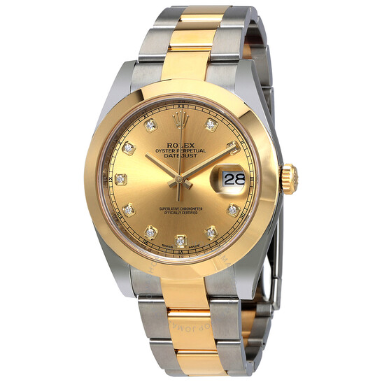 Rolex Datejust 41 Champagne Diamond Dial Steel and 18K Yellow Gold Oyster Men’s Watch 126303CDO