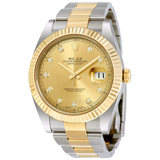 Rolex Datejust 41 Champagne Diamond Dial Steel and 18K Yellow Gold Oyster Men’s Watch 12633CDO