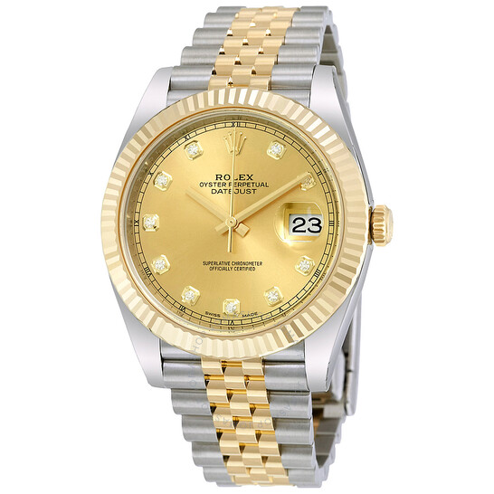 Rolex Datejust 41 Champagne Diamond Steel and 18K Yellow Gold Jubilee Men’s Watch 126333CDJ