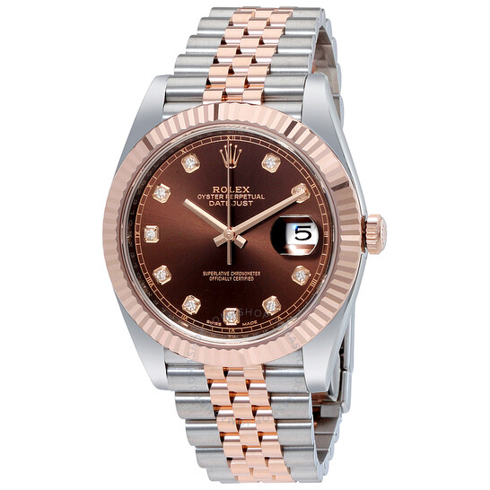 Rolex Datejust 41 Chocolate Diamond Dial Steel and 18K Everose Gold Jubilee Men’s Watch 126331CHDJ