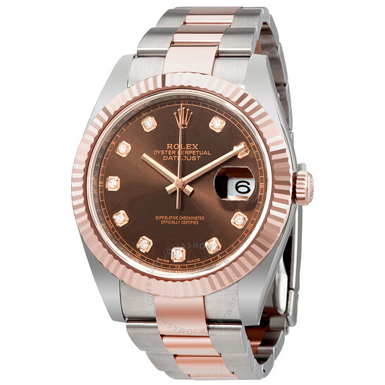 Rolex Datejust 41 Chocolate Diamond Dial Steel and 18K Everose Gold Oyster Men’s Watch 126331CHDO