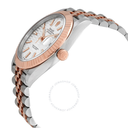 Rolex Datejust 41 Silver, Fluted Motif Dial Automatic Men’s 18kt Everose Gold Jubilee Watch M126331-0018