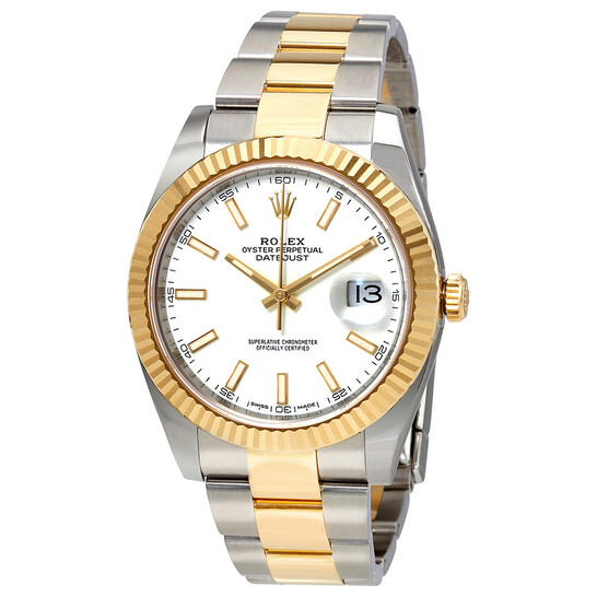 Rolex Datejust 41 White Dial Steel and 18K Yellow Gold Oyster Men’s Watch 126333WSO