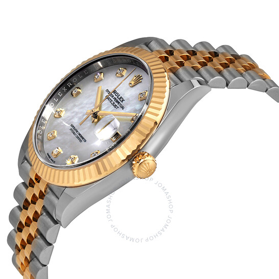 Rolex Datejust 41 White Mother of Pearl Dial Automatic Men’s Steel and 18K Yellow Gold Jubilee Watch 126333MDJ