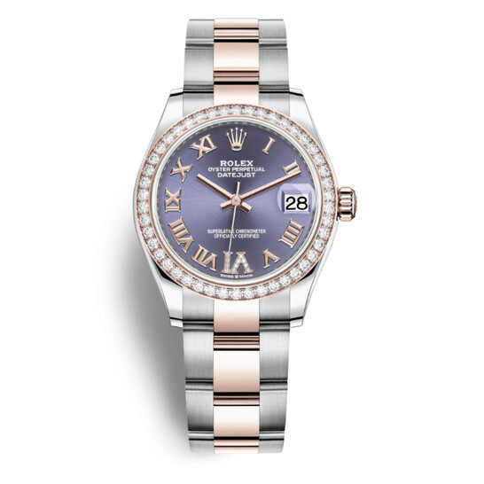 Rolex Datejust Aubergine Dial Automatic Ladies Steel and Everose Gold Oyster Watch 278381AURDO