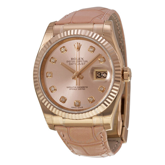 Rolex Datejust Automatic Pink Diamond Dial 18kt Everose Gold Ladies Watch 116135PKDL