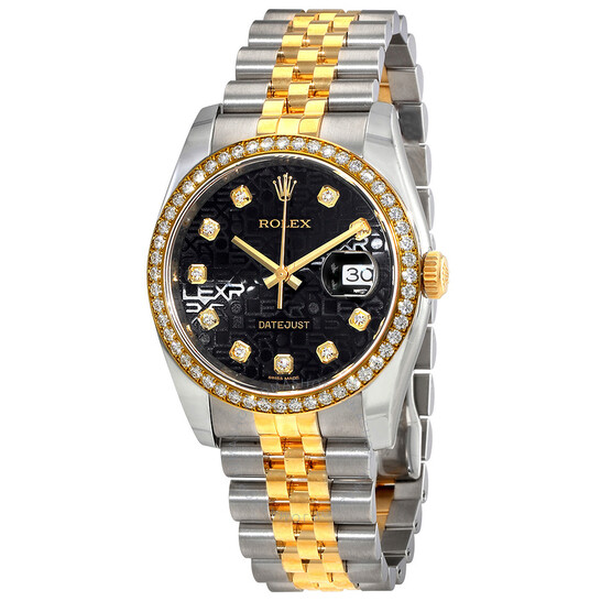 Rolex Datejust Black Dial Ladies 18 Carat Yellow Gold and Stainless Steel Watch 116243BKJDJ