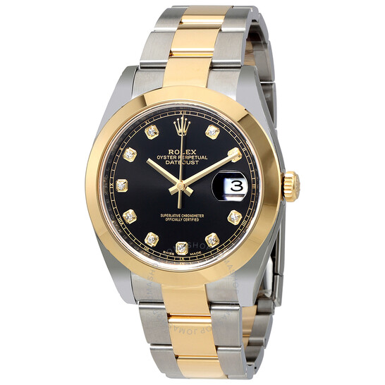 Rolex Datejust Black Diamond Dial Steel and 18K Yellow Gold Oyster Men’s Watch 126303BKDO