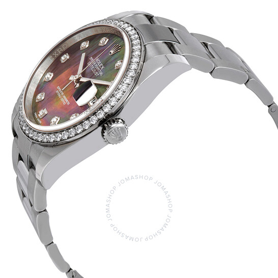 Rolex Datejust Black Mother of Pearl Diamond Dial Automatic Ladies Oyster Watch 116244BMDO