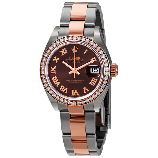 Rolex Datejust Chocolate Dial Automatic Ladies Steel and 18K Everose Gold Oyster Watch 279381CHRO