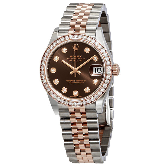 Rolex Datejust Chocolate Dial Automatic Ladies Steel and Everose Gold Jubilee Watch 278381CHDJ