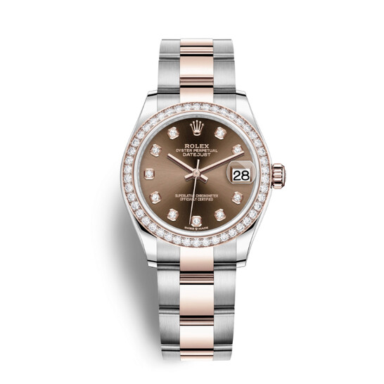 Rolex Datejust Chocolate Dial Automatic Ladies Steel and Everose Gold Oyster Watch 278381CHDO