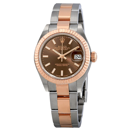 Rolex Datejust Chocolate Dial Ladies Steel and 18K Everose Gold Watch 279171CHSO