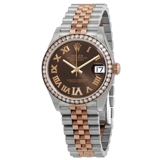 Rolex Datejust Chocolate Roman Dial Automatic Ladies Steel and Everose Gold Jubilee Watch 278381CHRDJ