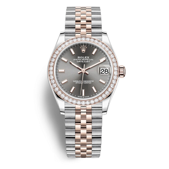 Rolex Datejust Dark Rhodium Dial Automatic Ladies Steel and Everose Gold Jubilee Watch 278381DRSJ