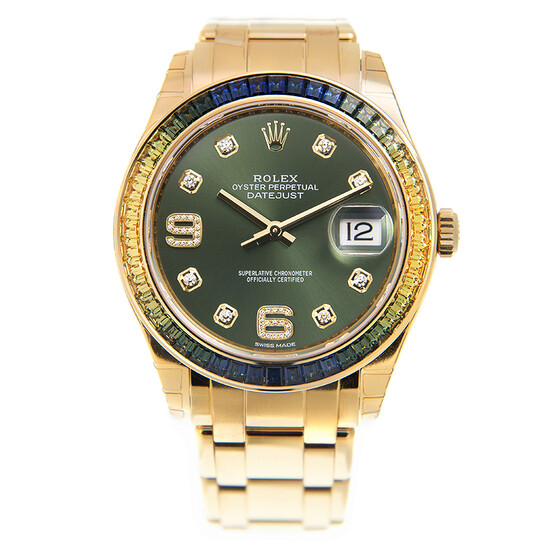 Rolex Datejust Green Diamond Dial 18K Yellow Gold Automatic Watch 86348GNDPM