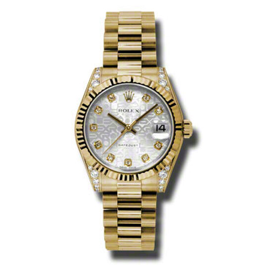 Rolex Datejust Lady 31 Silver Dial 18K Yellow Gold President Automatic Ladies Watch 178238SJDP