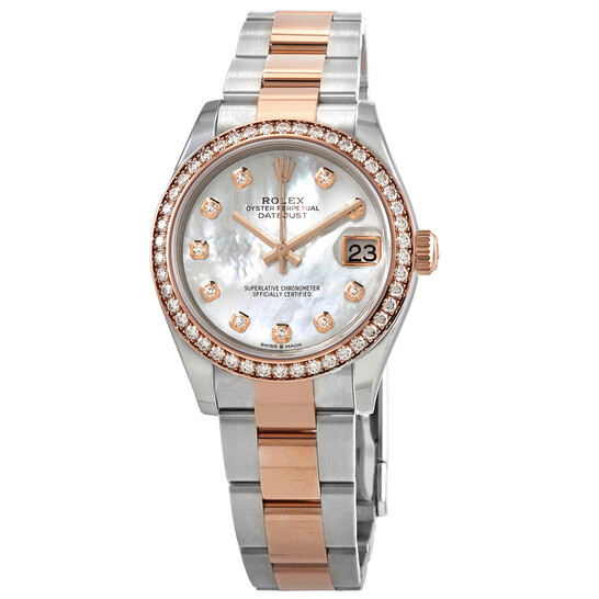 Rolex Datejust Mother of Pearl Diamond Dial Automatic Ladies Steel and Everose Gold Oyster Watch 278381MDO