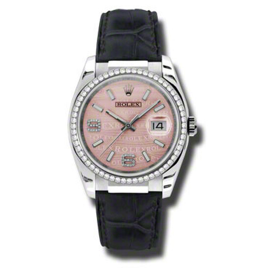 Rolex Datejust Pink Wave Dial Diamond Automatic Ladies Watch 116189PWDAL