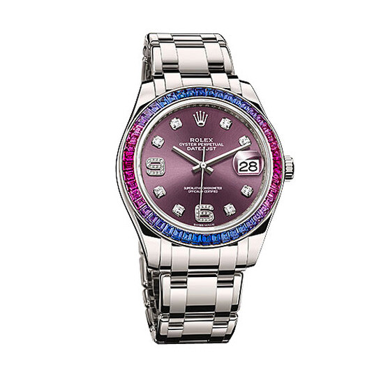 Rolex Datejust Red “Grape” Diamond Dial 18K White Gold Automatic Men’s Watch 86349PUDPM