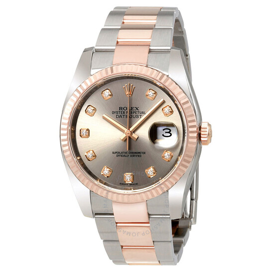 Rolex Datejust Rhodium Dial Steel and 18K Everose Gold Diamond Men’s Watch 116231RDO