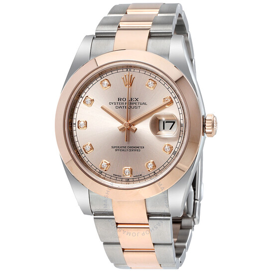 Rolex Datejust Sundust Diamond Dial Steel and 18K Everose Gold Men’s Watch 126301SNDO