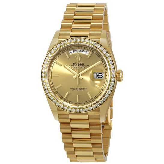 Rolex Day-Date 36 Automatic Champagne Dial 18kt Yellow Gold President Watch 128348CSP