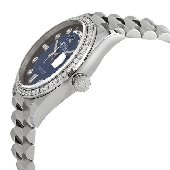 Rolex Day-Date 36 Blue Diamond Dial 18kt White Gold President Watch 128349BLDP