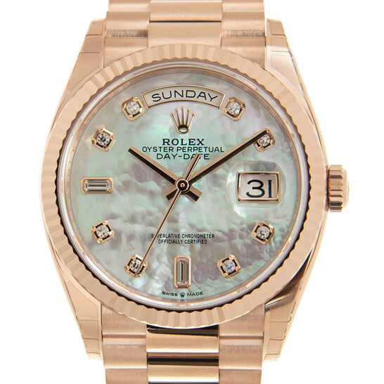 Rolex Day-Date 36 Mother of Pearl Diamond Dial Automatic 18kt Everose Gold President Watch 128235MDP